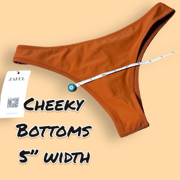 NWT Zaful Bandeau Top Cheeky Bottom Bikini in Copper. Size Medium 👙☀️👙 - Picture 7 of 11